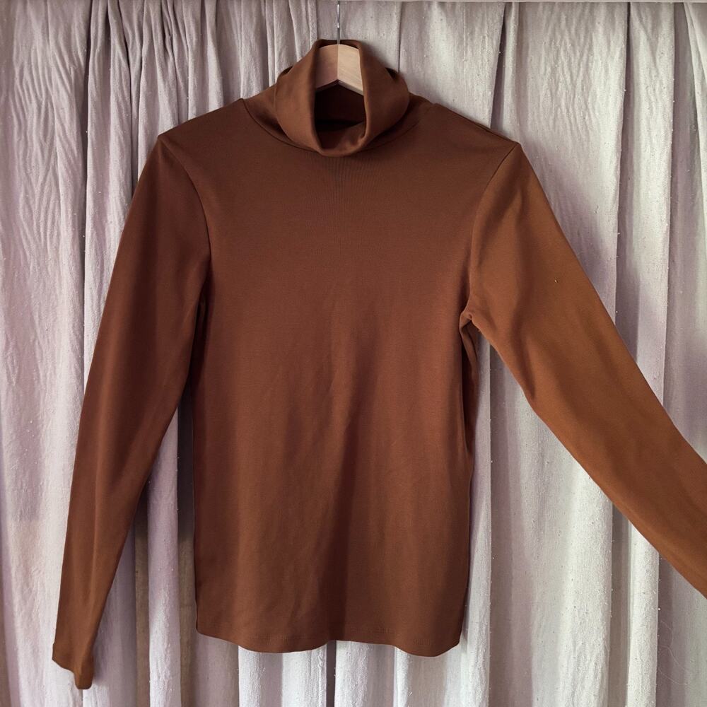 J.Crew Perfect Fit Turtleneck Long Sleeve Brown Cotton M‎